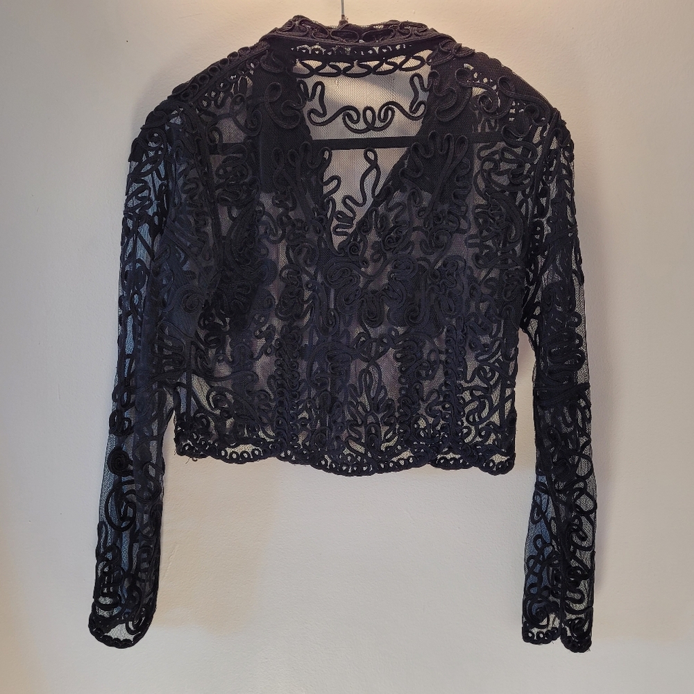 Asian inspired lace embroidered sheer cardigan - M - Picture 3 of 7